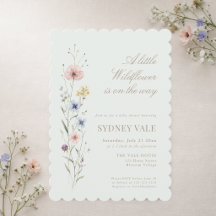 Elegante Salbeigrüne Kleine Wildblumen-Baby-Party