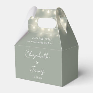 Elegante Salbeigrüne Lichterkette Hochzeit Danke Geschenkschachtel