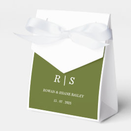 Elegante Salbeigrüne Monogramm-Hochzeitsgeschenkbo Geschenkschachtel