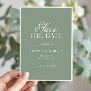 Elegante Salbeigrüne Old Money Hochzeit Save The Date