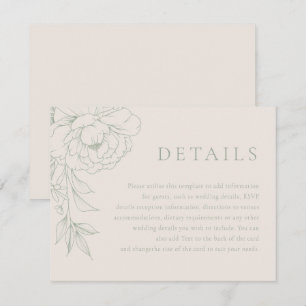 Elegante Salbeigrüne Vintage-Blumen-Hochzeitsdetai Begleitkarte