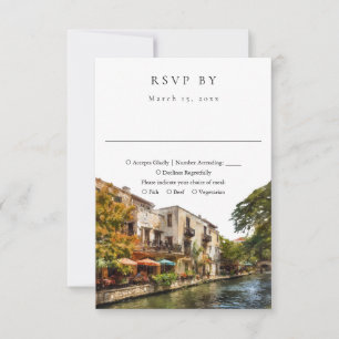 Elegante San Antonio Aquarell-Hochzeit RSVP Karte