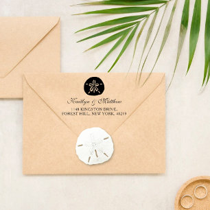 Elegante Sand Dollar Beach Hochzeit Rücksendeadres Permastempel