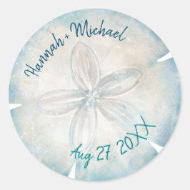 Elegante Sand Dollar Name Beach Hochzeit Runder Aufkleber