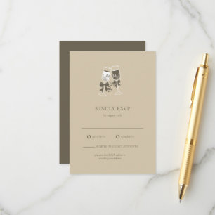 Elegante Sand Green Wedding RSVP Card Begleitkarte