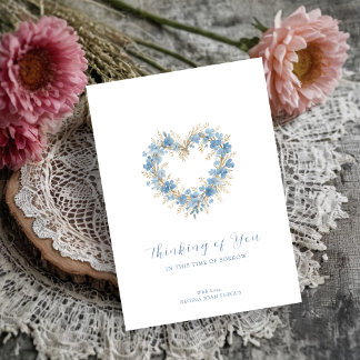 Elegante sanfte Blautöne Florales Herz Beileid