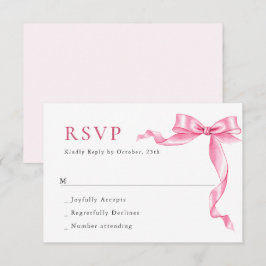 Elegante, sanfte, rosa, handgezeichnete Bow-Hochze RSVP Karte