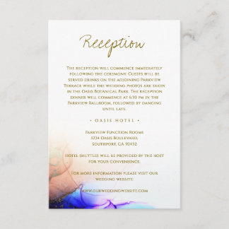 Elegante Sapphire Blue Orange Gold Wedding Begleitkarte