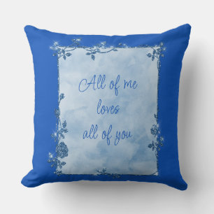 Elegante Sapphire Blue Sparkle Frame Valentine Kissen