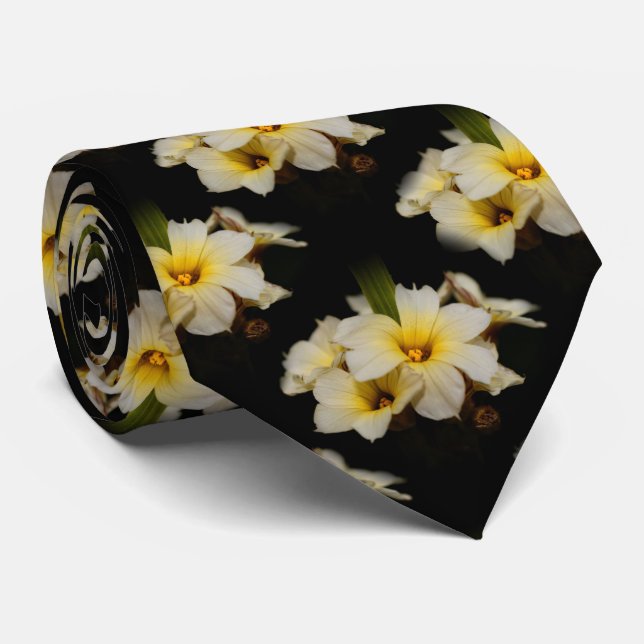 Elegante Satin-Blume auf Schwarz Krawatte (Gerollt)