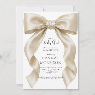 Elegante Satin-Schleifen-Baby-Mädchen-Party Einladung