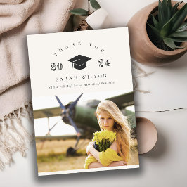 Elegante saubere minimale Saubere Foto Graduierung Dankeskarte