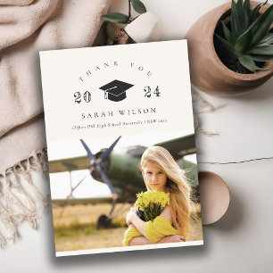 Elegante saubere minimale Saubere Foto Graduierung Dankeskarte