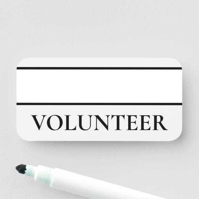 Elegante, saubere Namensmarke "VOLUNTEER" Namensschild (Beispiel)