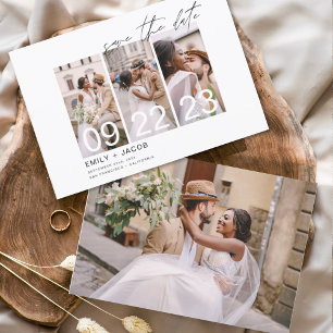 Elegante Save-the-Date 4 Foto-Einladungen Save The Date