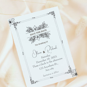 Elegante Save-the-Date-Blumenhochzeitsankündigung Save The Date