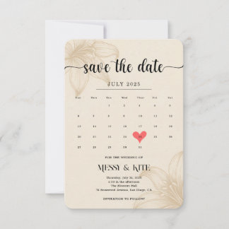 Elegante Save the Date Card - Beige Botanische Kar