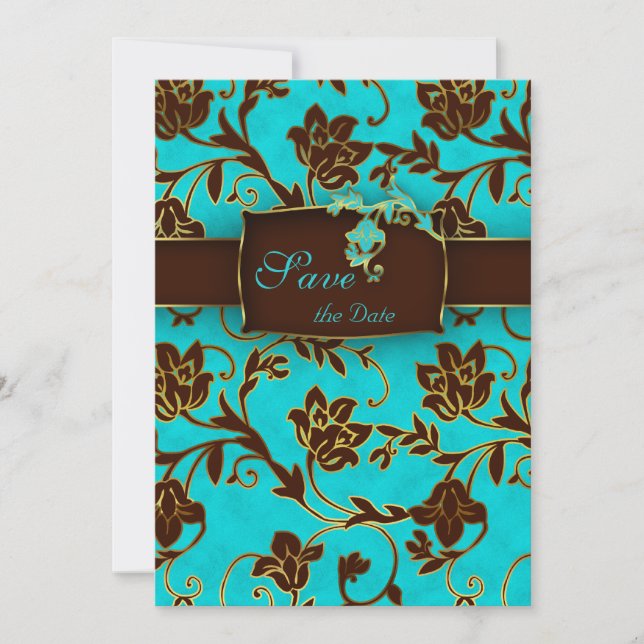 Elegante Save the Date Card Gold Floral BB (Vorderseite)