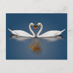 Elegante Save the Date Card Swans Foto Herz Ankündigungspostkarte