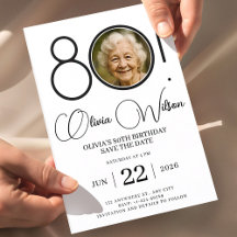 Elegante Save-The-Date-Einladung mit Foto 80. Gebu