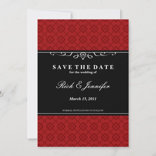 Elegante Save the Date Einladung (rot) (Vorderseite)