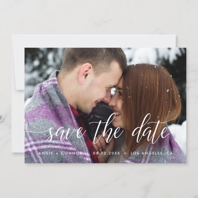 Elegante Save the Date Fotokarte (Vorderseite)