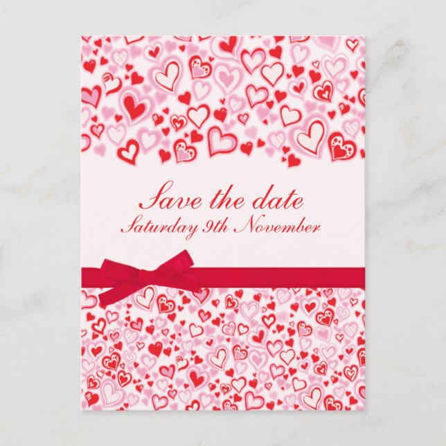 Elegante Save the Date Herz- und Bowlingkarte Ankündigungspostkarte (Vorderseite)