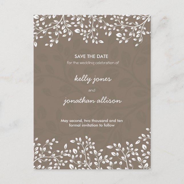 Elegante Save the Date Hochzeiteinladung Ankündigungspostkarte (Vorderseite)