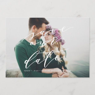 Elegante Save the Date kalligraphische Fotokarte