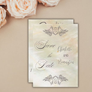 Elegante Save-the-Date-Karte aus Perlmutt in Pfirs Einladung