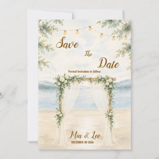 Elegante Save-the-Date-Karte mit Bergsee-Motiv Save The Date
