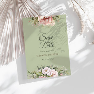 Elegante Save-the-Date-Karte mit Pfingstrosen in G Einladung