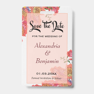 Elegante Save The Date Korallenblumen Aquarell Ausweis