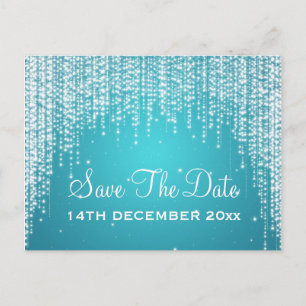 Elegante Save the Date Nacht blenden Blau Ankündigungspostkarte