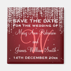 Elegante Save the Date Nacht blenden Rot Magnet