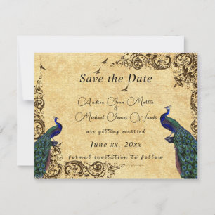 Elegante Save-the-Date-Schöne Pfauen   Save The Date