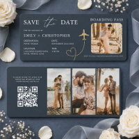 Elegante Save-the-Date-Stehplatz-Karte Flugticket
