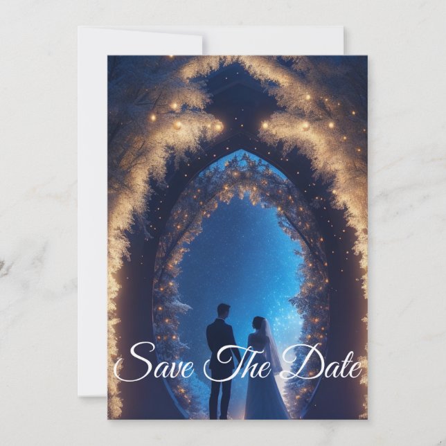 Elegante Save the Date Weihnachts-Hochzeit Einladung (Vorderseite)