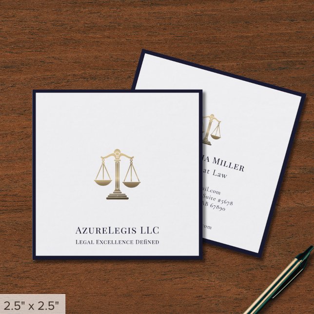 Elegante Scales of Justice Logo Quadratische Visitenkarte (Von Creator hochgeladen)