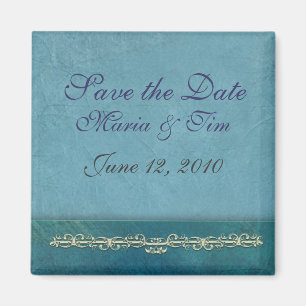 Elegante Schablone des Blaus Save the Date Magnet