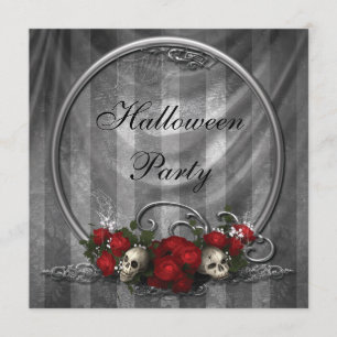 Elegante Schädel u. Rosen-Halloween-Party lädt ein Einladung