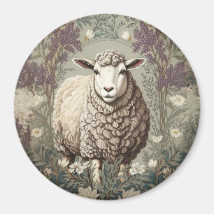 Elegante Schafe Lavendel Blumen Hintergrund Magnet