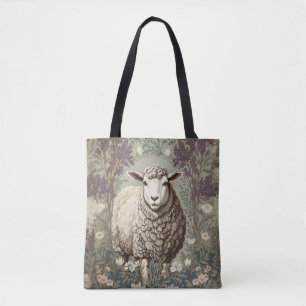 Elegante Schafe Lavendel Blumen Hintergrund Tasche