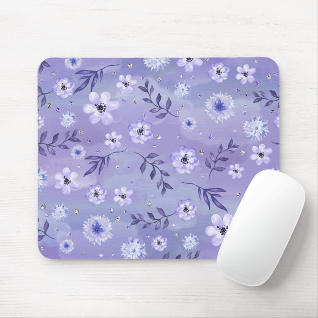 Elegante Schattierungen Lila Blumenmousepads Mousepad (Mit Mouse)