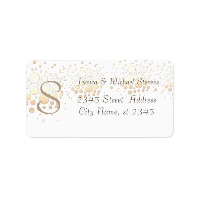 Elegante schick Gold/Bronze Konfetti Monogramm Hoc Adressaufkleber (Vorne)