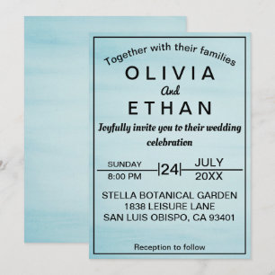 Elegante, schicke blaue Himmel Hochzeitseinladung Einladung