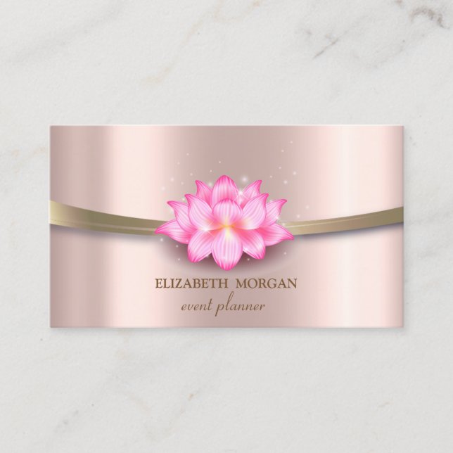 Elegante, schicke, einfache Stripe Lotus Visitenkarte (Vorderseite)