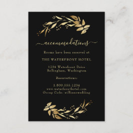 Elegante schicke Gold & Black Wedding Unterkünfte Begleitkarte