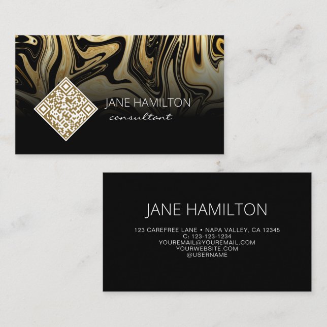 Elegante schicke Gold-Marmor-Visitenkarte Visitenkarte (Vorne/Hinten)