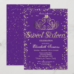 Elegante Schicke Gold-Tiara Diamanten Konfetti Swe Einladung